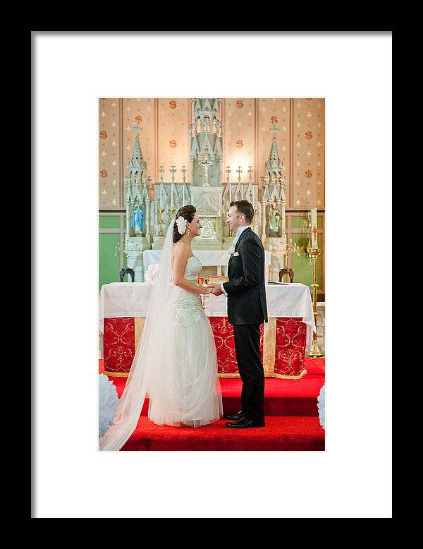 Bridegroom Framed Print featuring the photograph Bride & Groom at church by Nerida McMurray Photography