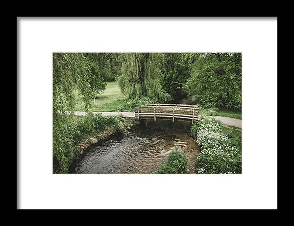 Spring Framed Print featuring the photograph Bridge Over Cedar Creek Aerial by Jason Fink