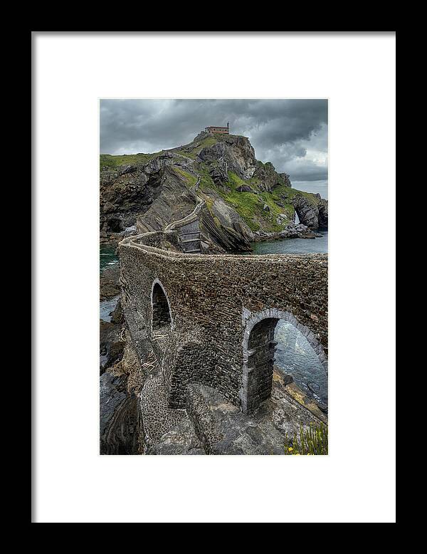 Coast Of Biscay Framed Print featuring the photograph Bridge to Gaztelugatxe by Micah Offman
