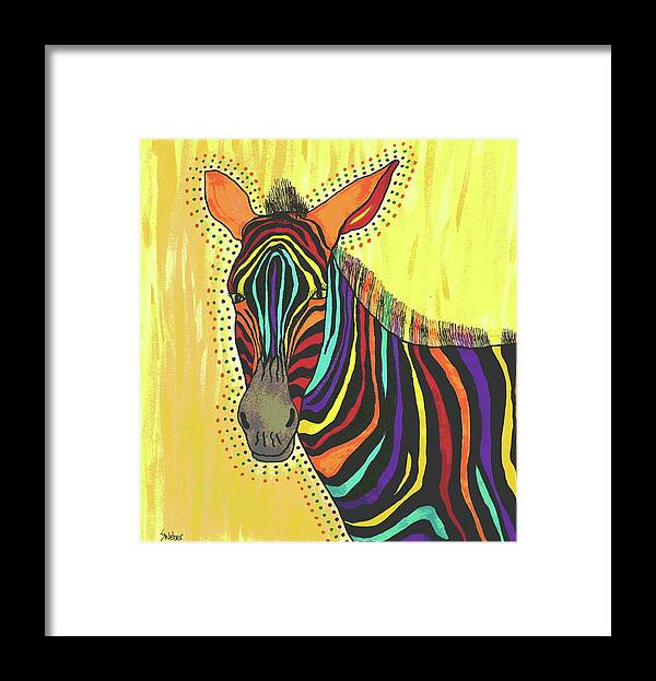 Stripes Framed Print featuring the painting Bright Lite African Zebra by Susie Weber