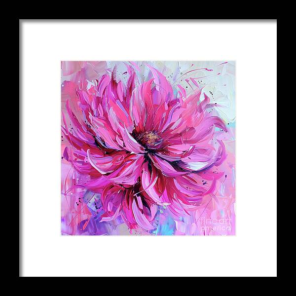 Pink Dahlia Framed Print featuring the painting Bright Pink Dahlia by Tina LeCour