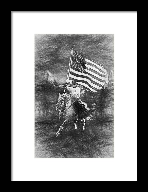 2010 Framed Print featuring the digital art Bring In Old Glory - Sketch by Bruce Bonnett