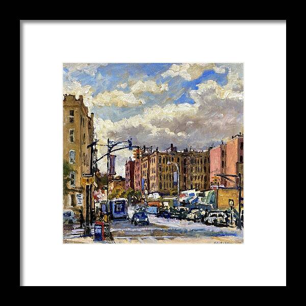Oil Framed Print featuring the painting Broadway Backlight/Inwood NYC by Thor Wickstrom