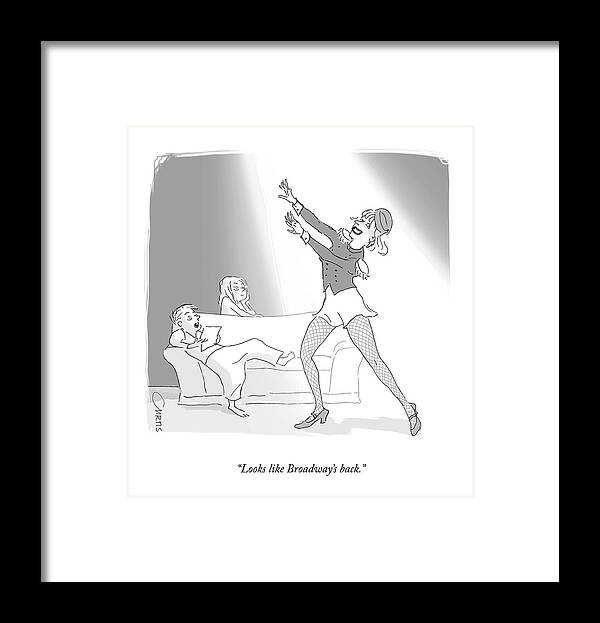 Looks Like Broadway's Back. Framed Print featuring the drawing Broadway's Back by Kate Curtis