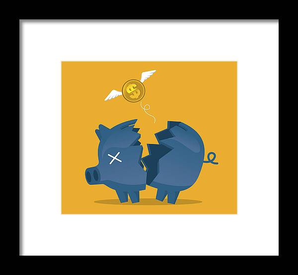 Inspiration Framed Print featuring the drawing Broken piggy bank by Sorbetto