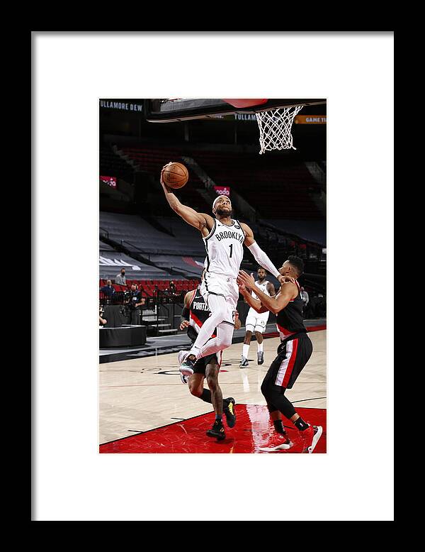 Bruce Brown Framed Print featuring the photograph Brooklyn Nets vs. Portland Trail Blazers by Cameron Browne