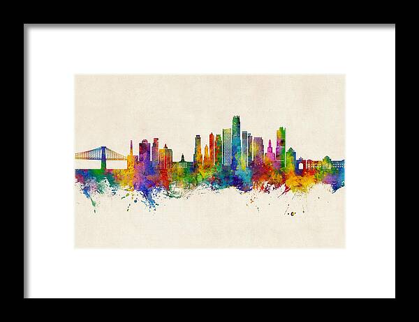 Brooklyn Framed Print featuring the digital art Brooklyn New York Skyline #45 by Michael Tompsett
