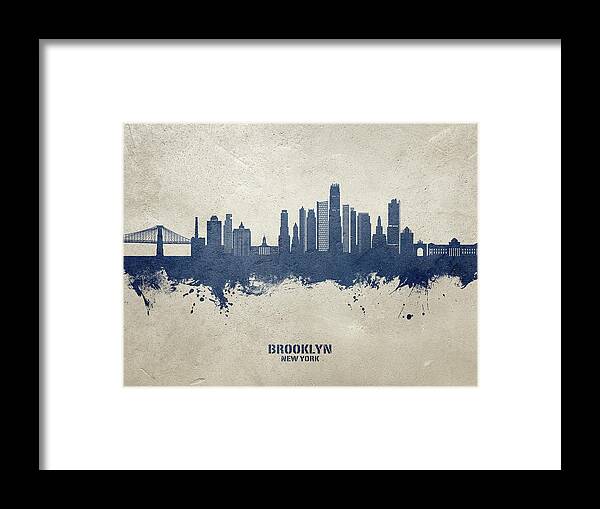 Brooklyn Framed Print featuring the digital art Brooklyn New York Skyline #63 by Michael Tompsett
