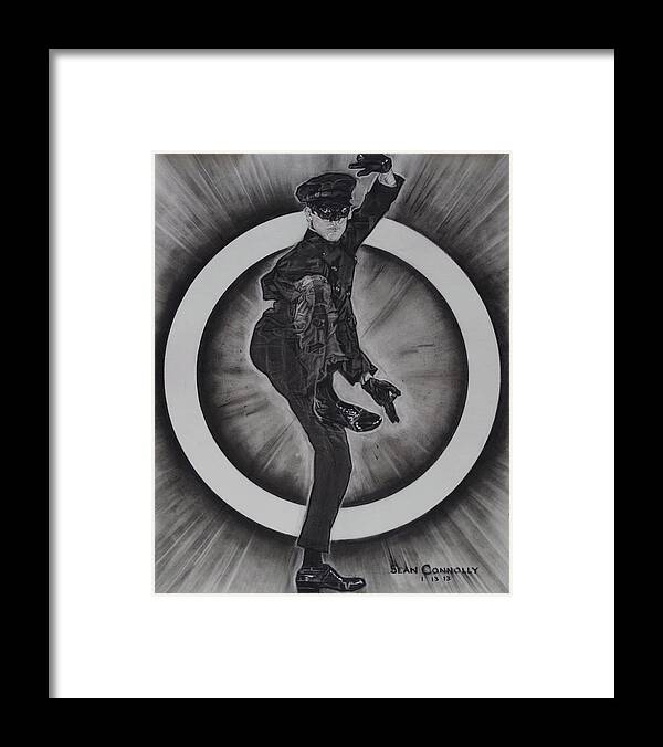Charcoal Pencil Framed Print featuring the drawing Bruce Lee - Kato - 2 by Sean Connolly