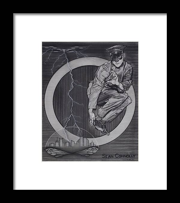 Charcoal Pencil Framed Print featuring the drawing Bruce Lee - Kato - 4 by Sean Connolly
