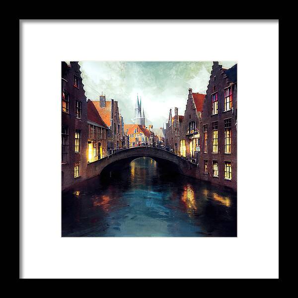 Belgium Framed Print featuring the painting Bruges, Belgium - 16 by AM FineArtPrints
