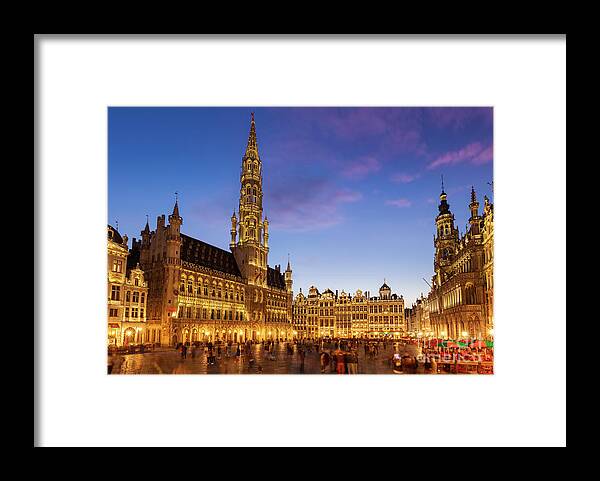 Grand Place Brussels Framed Print featuring the photograph Brussels Grand Place at night by Neale And Judith Clark