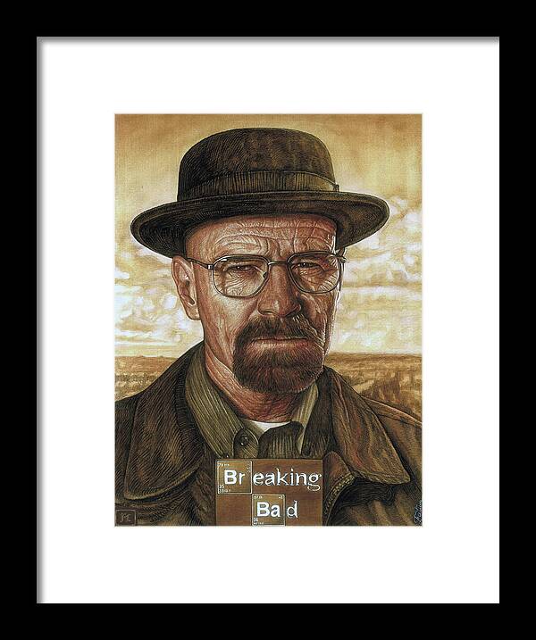 Portrait Framed Print featuring the drawing Bryan Cranston by Fatu Lucian
