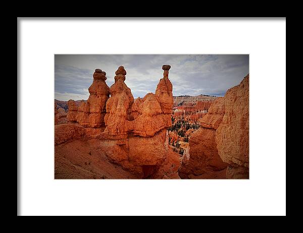 Bryce Canyon National Park Framed Print featuring the photograph Bryce National Park - Three Hoodoos by Yvonne Jasinski