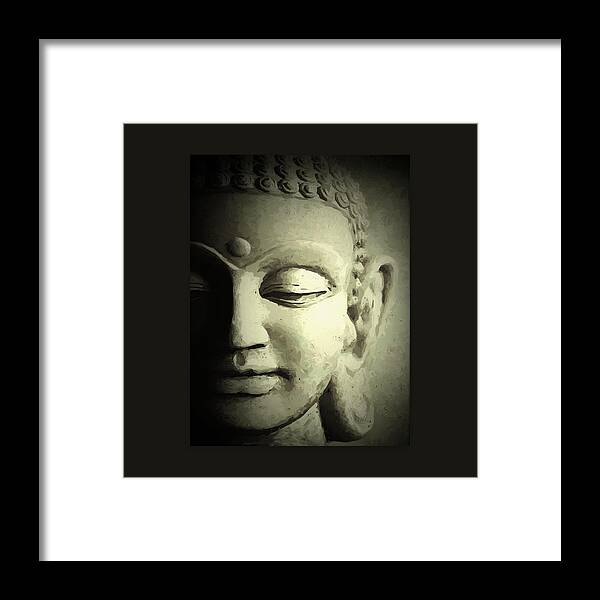Buddha In Repose Framed Print featuring the mixed media Buddha in Repose by Kandy Hurley