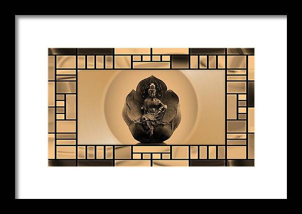 Buddha Framed Print featuring the mixed media Buddha in Stained Glass by Nancy Ayanna Wyatt