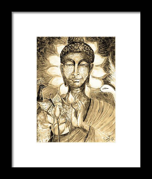 Ord Buddha Framed Print featuring the painting Buddha by Sarabjit Singh