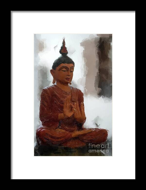  Framed Print featuring the painting Buddha Statue by Gary Arnold