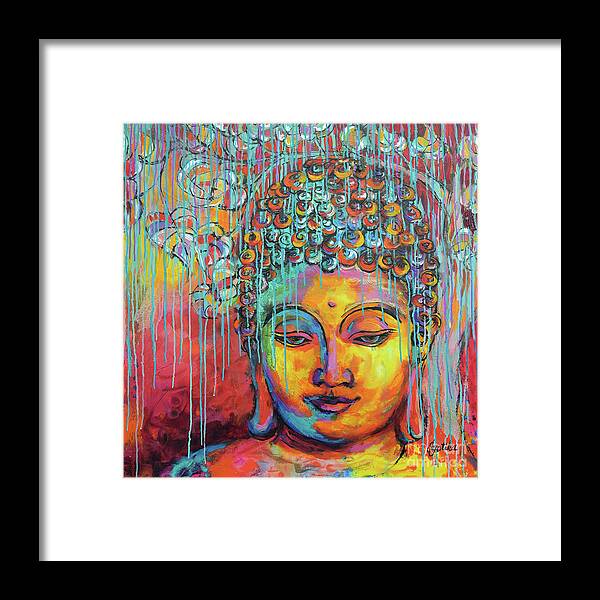  Framed Print featuring the painting Buddha's Enlightenment by Jyotika Shroff