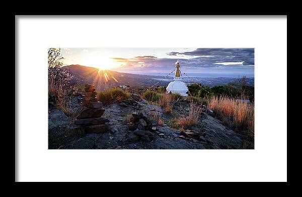Sunrise Framed Print featuring the photograph Buddhist sunrise by Gary Browne