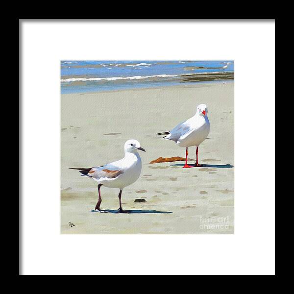 Seagulls Framed Print featuring the painting Buddies by Tammy Lee Bradley