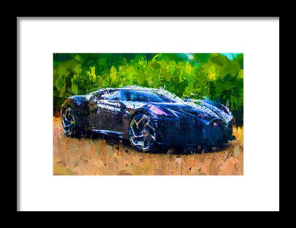 Bugatti Framed Print featuring the painting Bugatti La Voiture Noire by Vart. by Vart