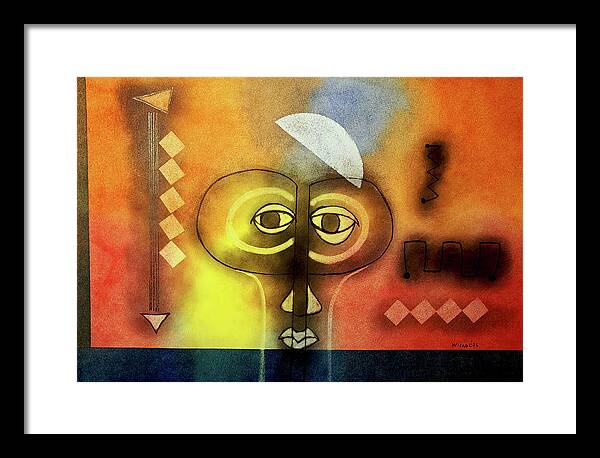 African Art. African Framed Print featuring the painting Building Blocks by Winston Saoli 1950-1995