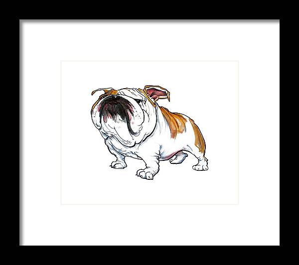 Bulldog Framed Print featuring the drawing Bulldog Caricature by John LaFree