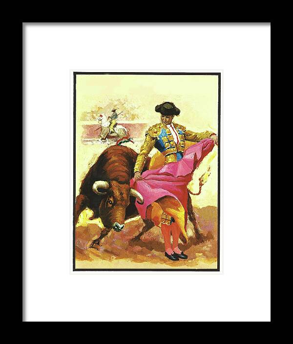 Matador Framed Print featuring the digital art Bullfighting by Long Shot