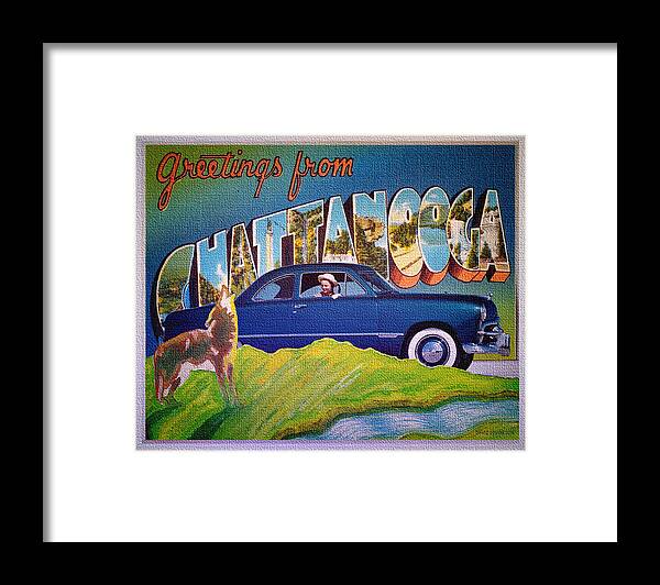 Dixie Road Trips Framed Print featuring the digital art Dixie Road Trips / Chattanooga by David Squibb