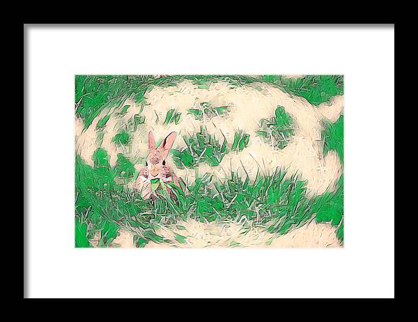 Rabbit Framed Print featuring the photograph Bunny Eating Green by Diane Lindon Coy