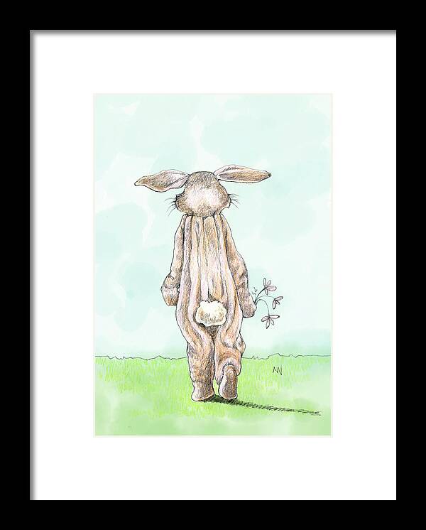 Easter Framed Print featuring the mixed media Bunny Suit by AnneMarie Welsh
