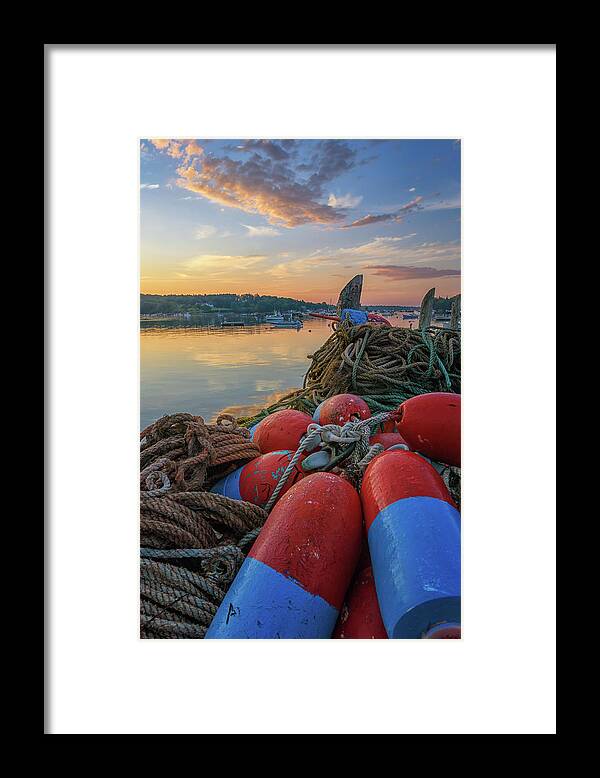 Maine Framed Print featuring the photograph Buoys at Dawn by Kristen Wilkinson