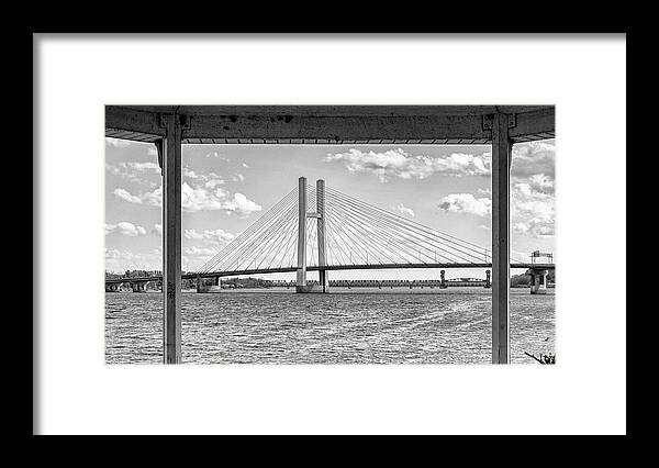 Bridge Framed Print featuring the photograph Burlington Bridge View From A Gazebo by Tony Locke