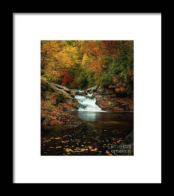 Autumn Framed Print featuring the photograph Bust Your Butt Falls N Carolina by Ron Long Ltd Photography
