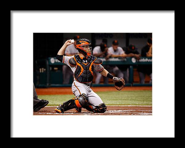 Buster Posey Framed Print by J. Meric 