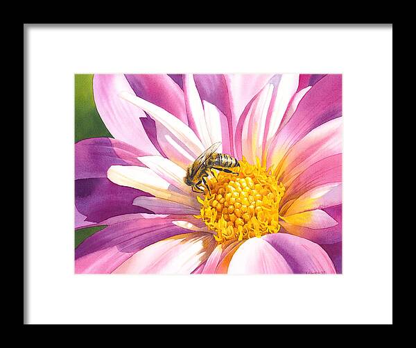 Bee Framed Print featuring the painting Busy Bee by Espero Art