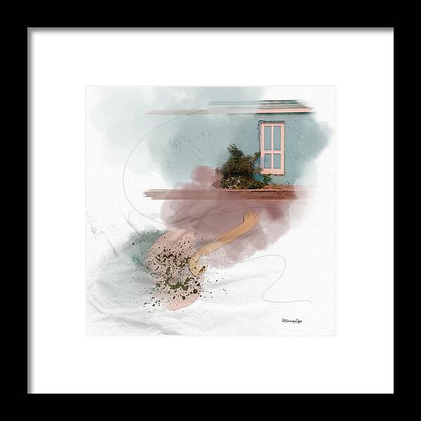Door Framed Print featuring the mixed media But You Can't Get in... by Moira Law