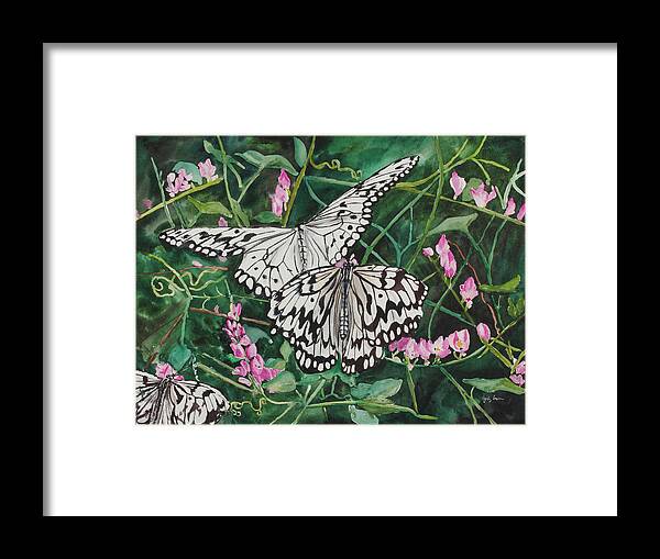 Butterflies Colorado Pavilion Framed Print featuring the painting Butterflies Colorado Pavilion by Judy Loper