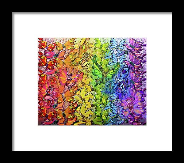 Butterfly Framed Print featuring the digital art Butterflies Faeries Rainbow by Kevin Middleton