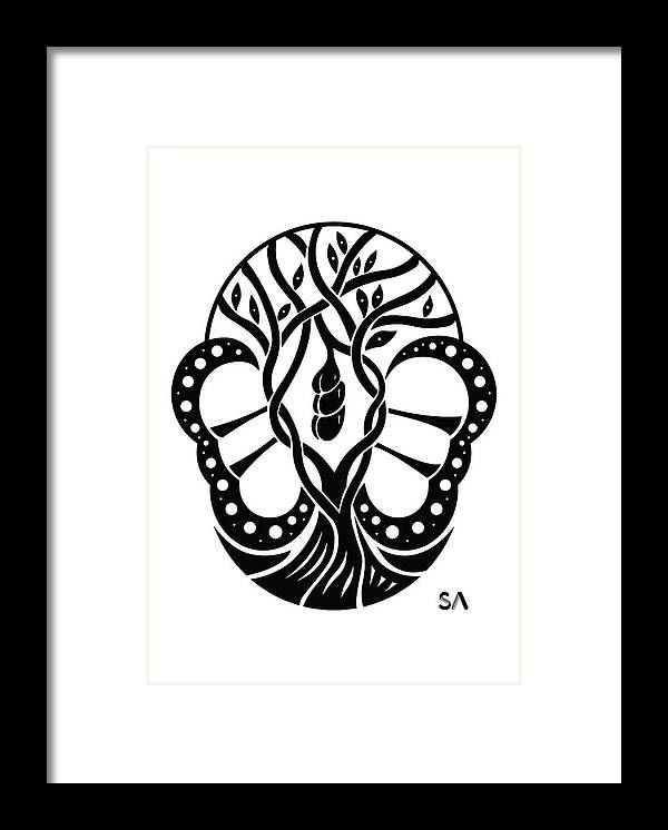 Black And White Framed Print featuring the digital art Butterfly by Silvio Ary Cavalcante