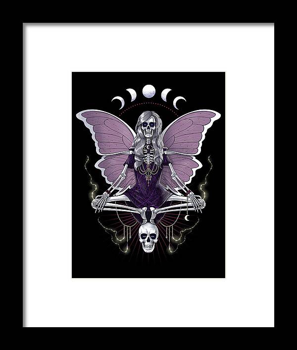 Witch Framed Print featuring the digital art Butterfly Skeleton Goth by Nikolay Todorov
