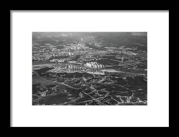 Seoul Framed Print featuring the photograph BW - Flying into Seoul by Eric Hafner