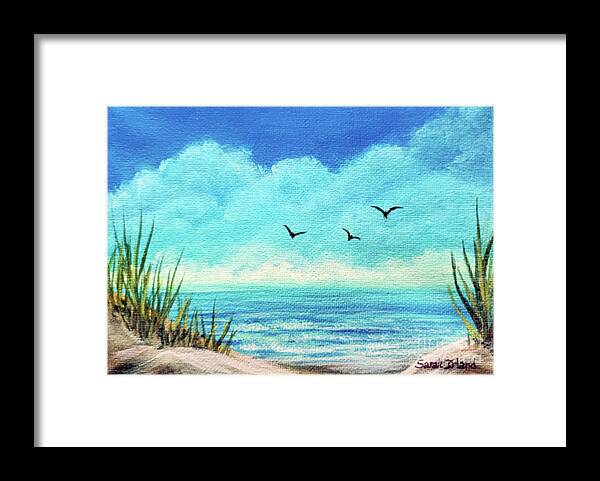 By Framed Print featuring the painting By the Sea by Sarah Irland
