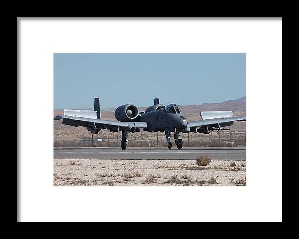 Warthog Framed Print featuring the photograph C AFRC A-10 Warthog Recovering to Nellis AFB by Custom Aviation Art