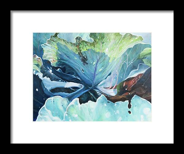 Cabbage Leaves Framed Print featuring the painting Cabbage Story 1 by Carol Klingel