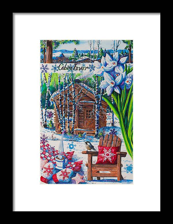 Log Cabin Framed Print featuring the painting Cabin Fever by Diane Phalen