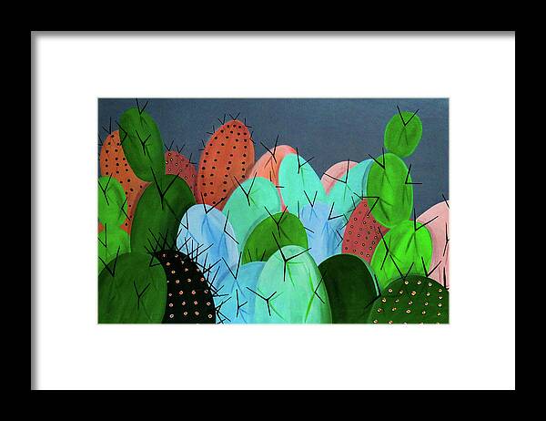 Cactus Framed Print featuring the painting Cactus, Cactus, Cactus, Cactus by Ted Clifton