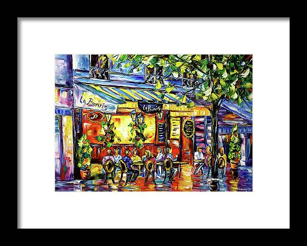 Summer In Paris Framed Print featuring the painting Cafe Le Parvis, Paris by Mirek Kuzniar
