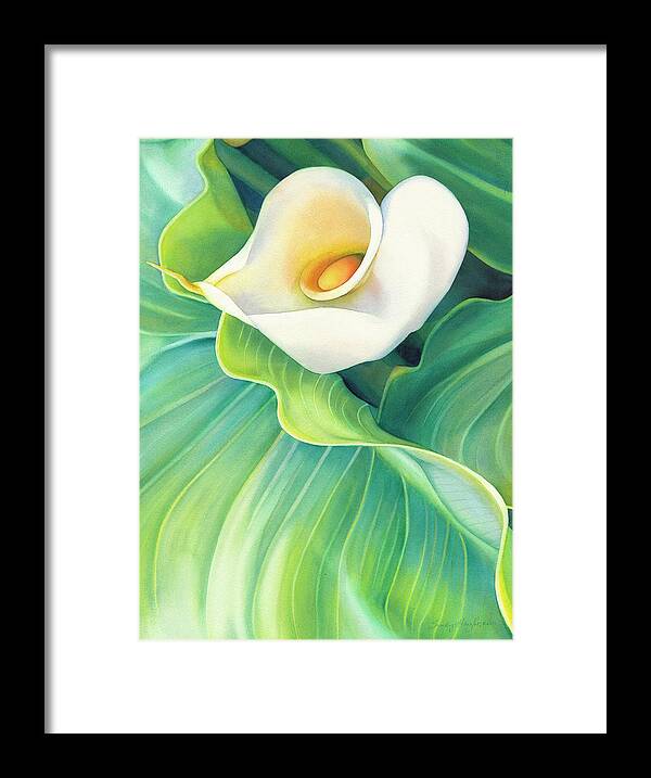 Watercolor Painting Framed Print featuring the painting California Calla by Sandy Haight